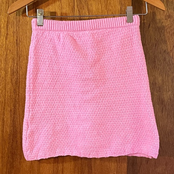 FREE PEOPLE Pink Knit Mini Skirt Sz XS - Picture 2 of 4